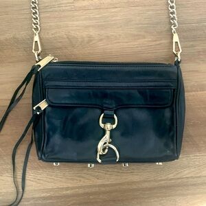 Rebecca Minkoff black crossbody with gold hardware
